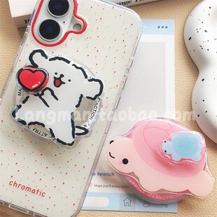 可爱转转凯蒂猫线条小狗手机磁吸气囊支架可伸缩旋转桌面懒人支撑