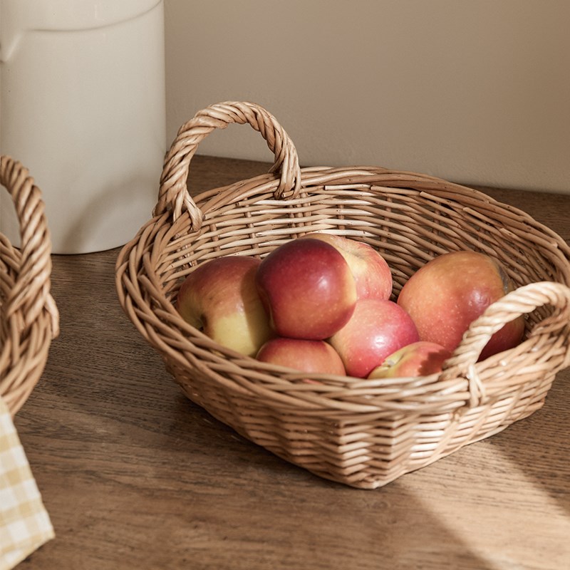 手工编织柳编收纳篮藤编水果y篮子果蔬零食手提筐置物篮草编框子