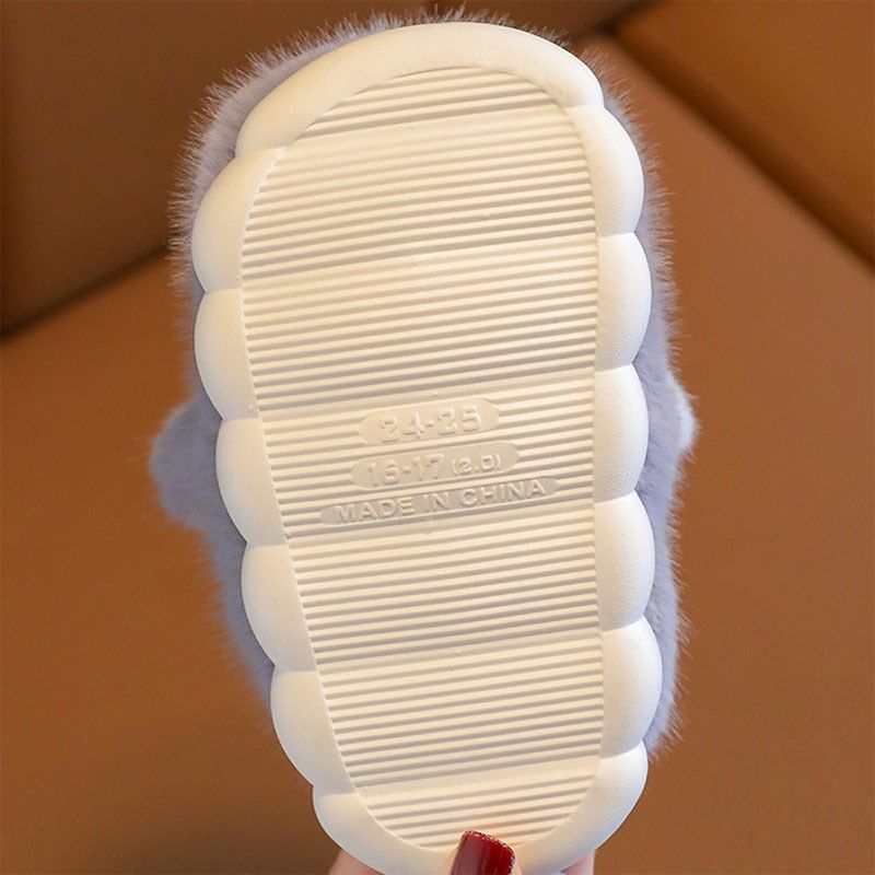 棉拖鞋男款青少年女童秋冬2025新款萌趣小猫咪室内保暖儿童毛毛鞋