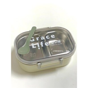 小和春日里不锈钢饭盒两格饭盒韩式午餐盒上班族带饭带餐具保温盒