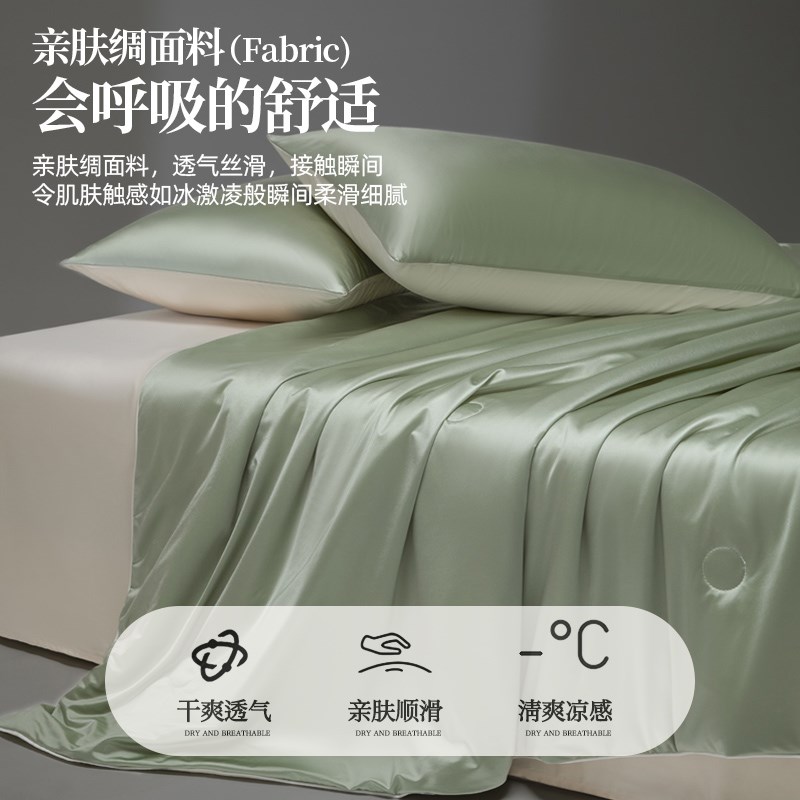 夏季纯色锦氨亮丝凉感夏被Aw类家用单双人可水洗空调被夏天薄被子