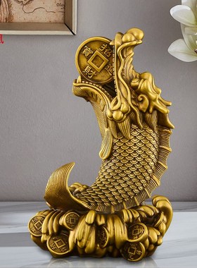 黄铜鸱吻厨房摆件铜龙头鱼身西北角避火龙螭吻鳌鱼瑞兽进门用大号