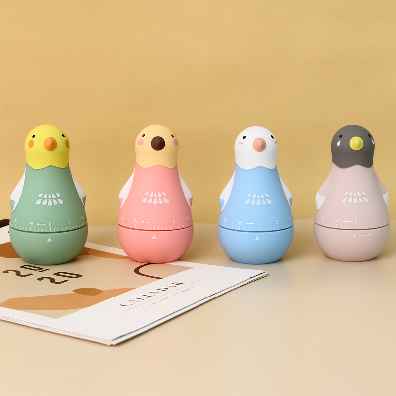 小鹦鹉机械计时器卡通可爱儿童学生学习时间管理器厨房定时提醒器