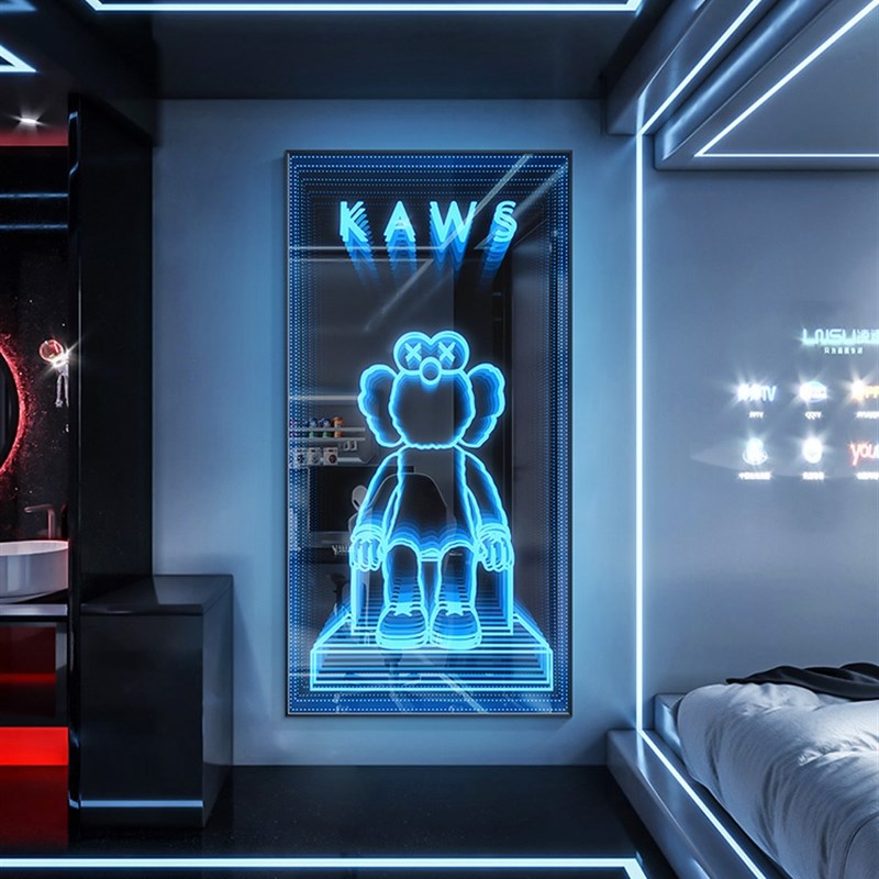 网红千层灯箱芝麻k街镜玄关霓虹灯kaws深渊可定制装饰画潮流画ktv
