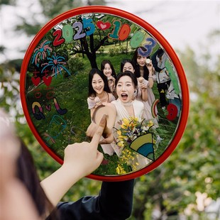 备婚好物~拍照道具婚礼凹凸镜手工彩绘diy客厅结装饰反光镜摆件