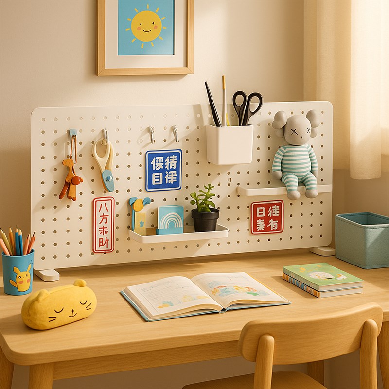 收纳工位立式洞洞板书p桌架金属学习办公桌上书架桌面免打孔置物