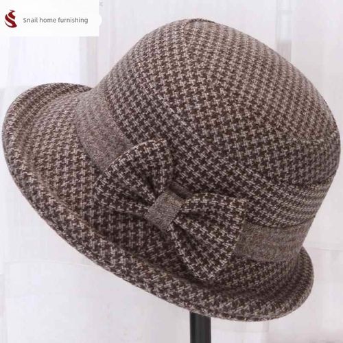 中老年人帽子女秋冬季妈妈盆帽奶奶毛呢礼帽老太太保暖布帽渔夫帽