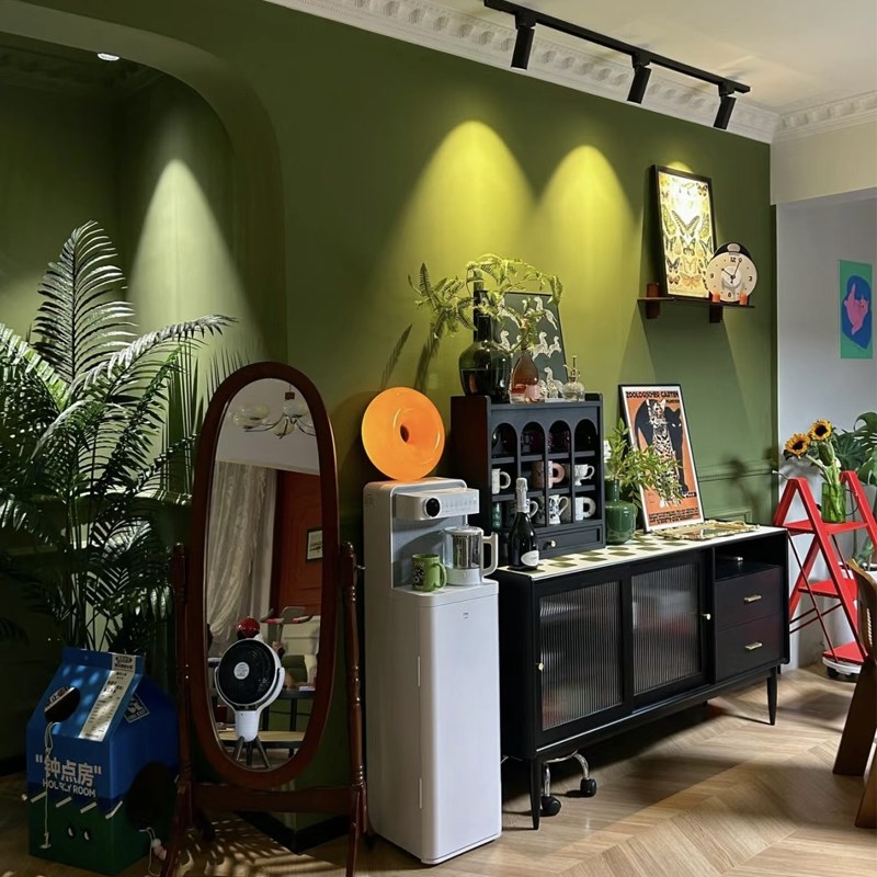 法式复古芥末绿墙纸绿色客厅卧室浴室自粘贴纸防水防潮装饰壁纸厚