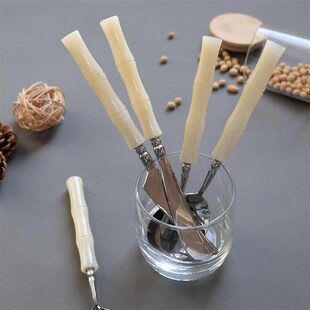 复古餐勺法式轻奢竹节刀叉勺304不锈钢牛排西餐餐具套装高级感