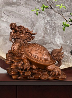 紫铜龙龟摆件铜制八卦龙头龟招客厅玄关办公室财大号霸下铜龙龟