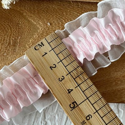 黑色蕾丝花边辅料高档丝带弹力带布料面料内搭弹力立体双层木耳弹