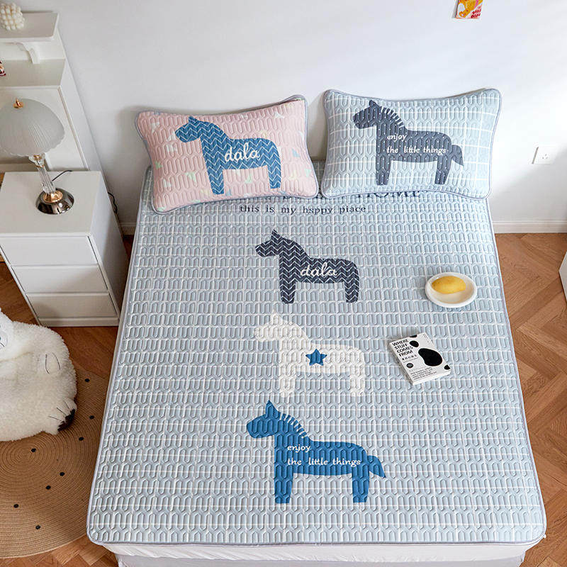 可爱小恐龙绿色高低床上下床1米1.35学生0.9夏季儿童乳胶凉席订做