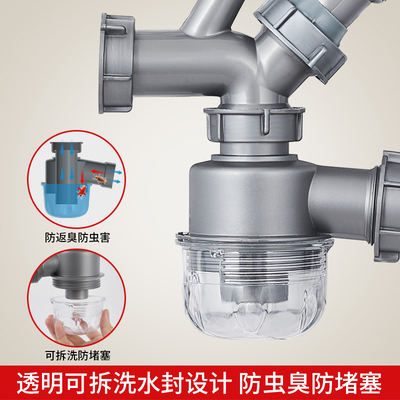 1软管下水管处理器菜盆单套装双槽防臭下水配件洗洗碗池垃圾