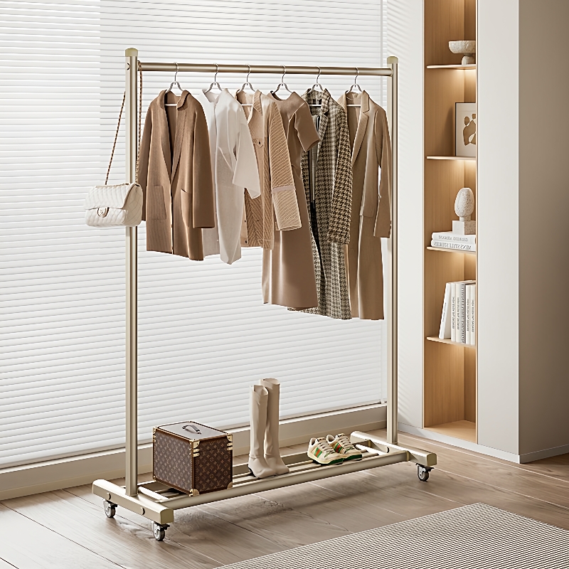 衣架落地卧室阳台单杆晾衣架可移动衣帽架室内家用房间衣服挂衣架