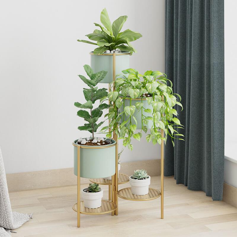 北欧客厅花架子铁艺多层落地式绿萝花架置物架简约轻奢室内花盆架