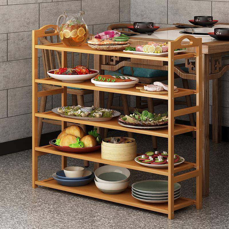 菜架多层火锅店厨房放菜品层架饭店摆蔬菜盘实木楠竹置物架子