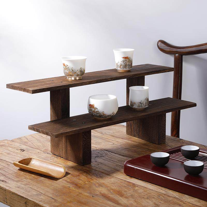 桐木实木博古架紫砂壶架子中式展示架小摆件茶具茶杯置物架