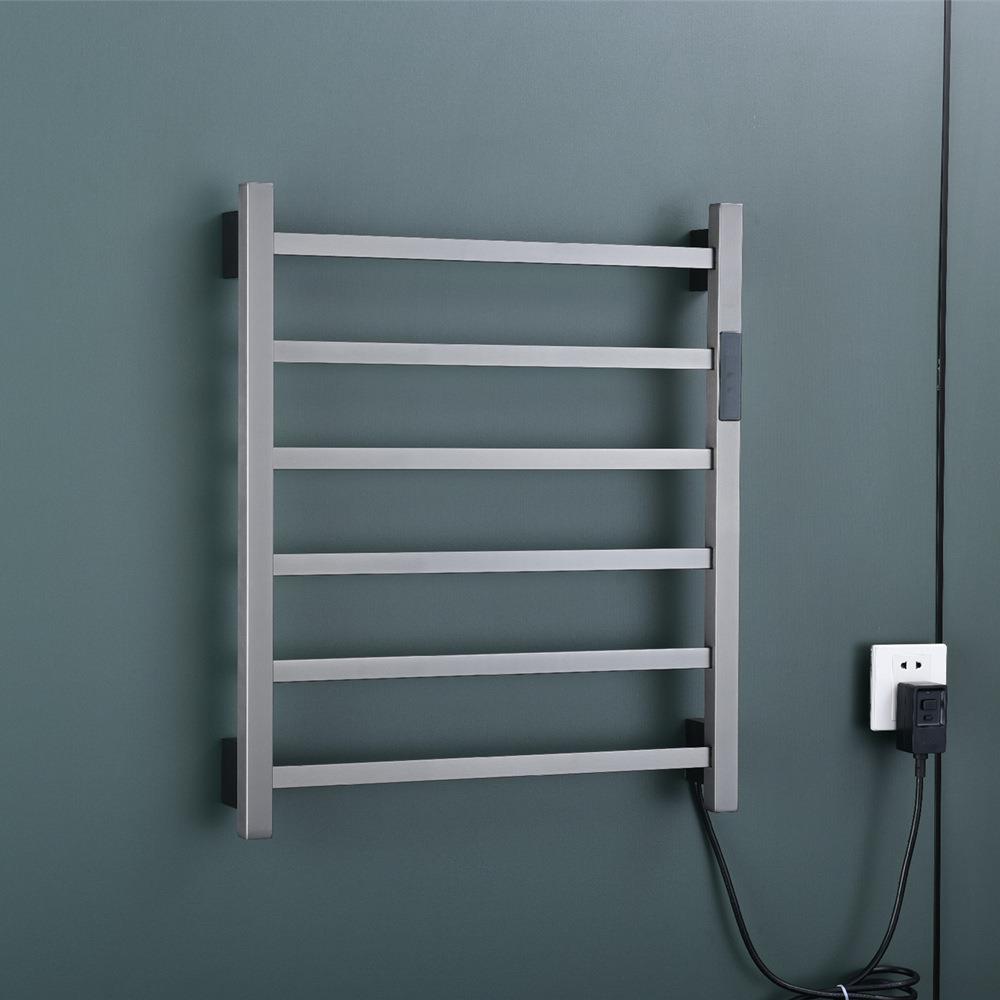 电热毛巾架智能烘干浴巾置物架抑菌家用卫生间打孔式枪灰色明装挂