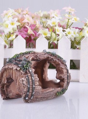 Resin Fish Tank Decoration Artificial Barrel Cave Landscapin