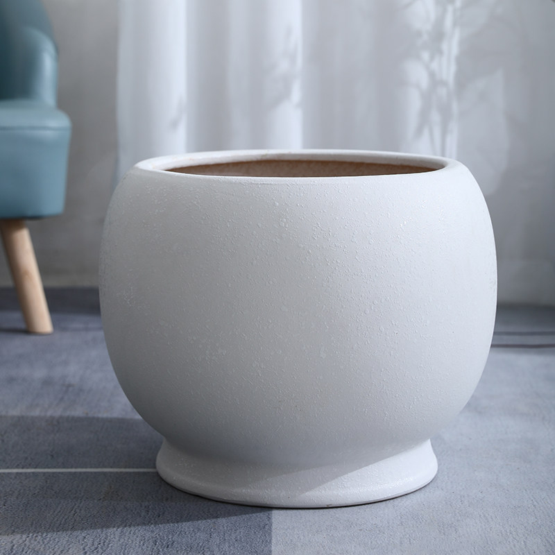 极速创意欧式陶瓷花盆简约白色家用落地室内发财树千年木大口径盆