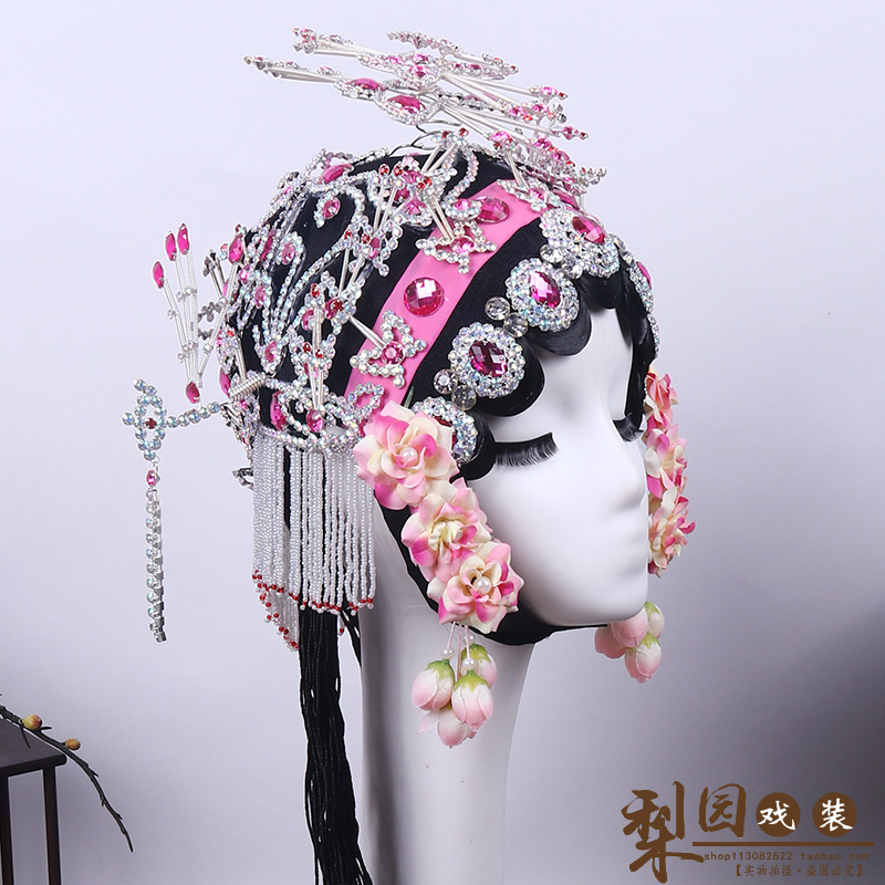戏剧一体包头面头套 凤冠底帽子 戏曲舞蹈贵妃醉酒青衣俏花旦头饰