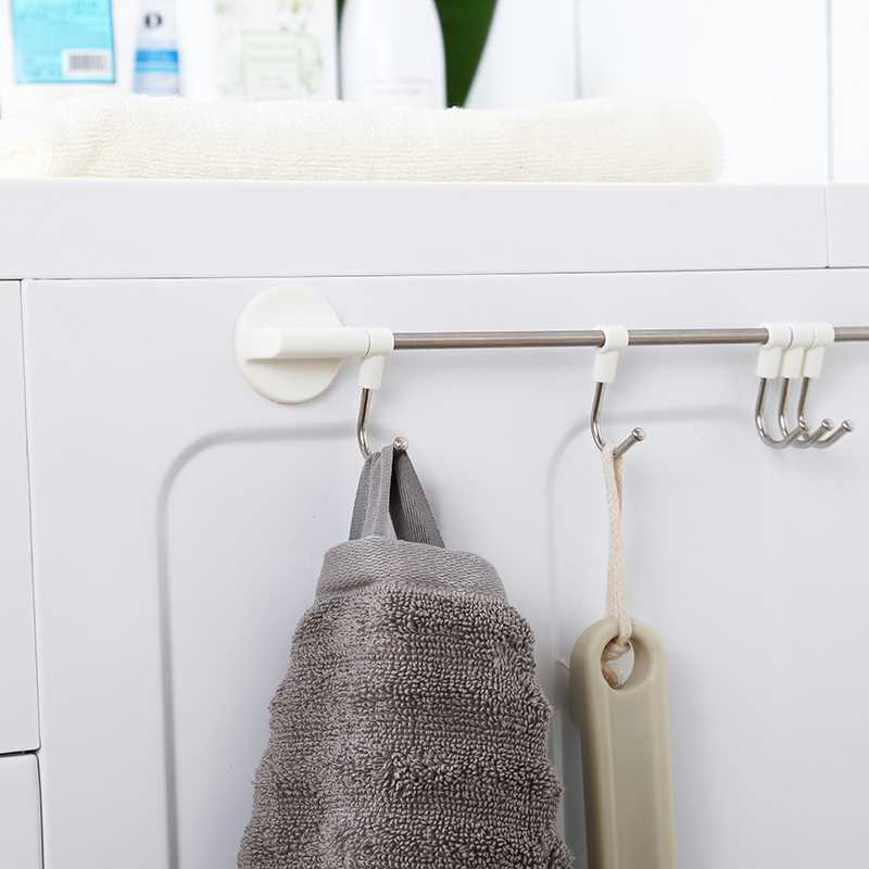 免打孔黏贴挂杆壁挂厨房置物架锅铲悬挂架柜门收纳层架厨房支架挂