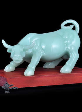 玉石生肖牛摆件招财牛华尔街牛艺品家居摆设客厅玄关办公桌装饰品