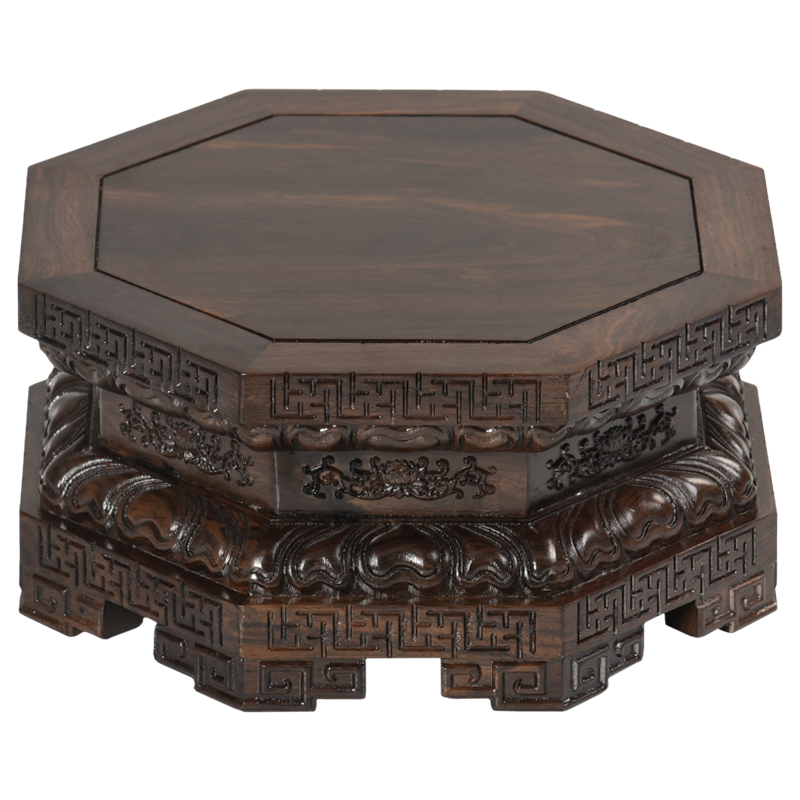 红木莲花底座工艺品摆件菩萨底座实木托架奇石头花盆花瓶佛像底座