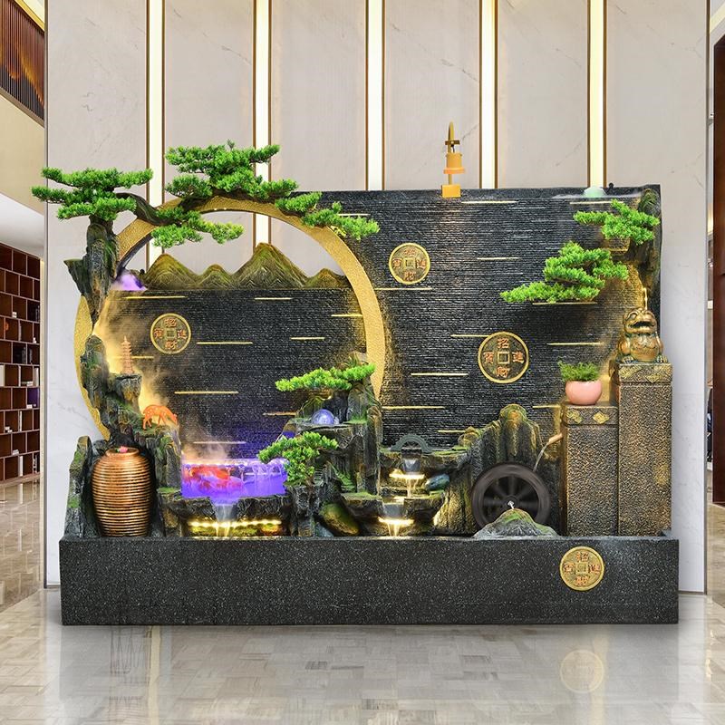 水幕墙流水屏风室l内客厅招财落地假山水景喷泉摆件循环水公司开
