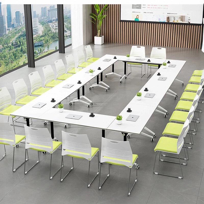 折叠会议桌椅组合j可移动拼接培训桌长条桌带轮子辅导桌办公桌课