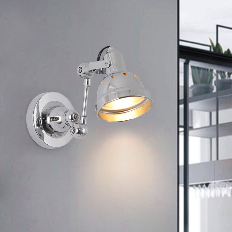 loft复古咖啡餐厅楼梯背景墙射灯酒店个性客房理发店镜前壁灯铬色