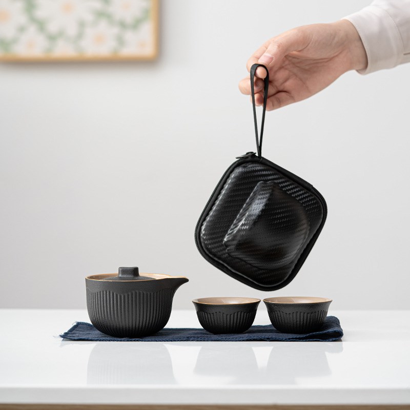 旅行茶具套装陶瓷快客杯一壶两杯二人户外泡R茶茶壶式盖碗茶杯