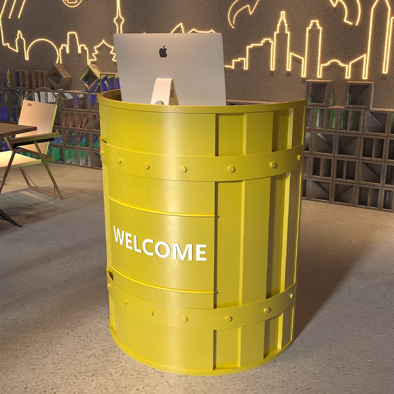 收银台吧台工g业风前台咨询台酒吧火锅餐饮小型半圆形迎宾台接待