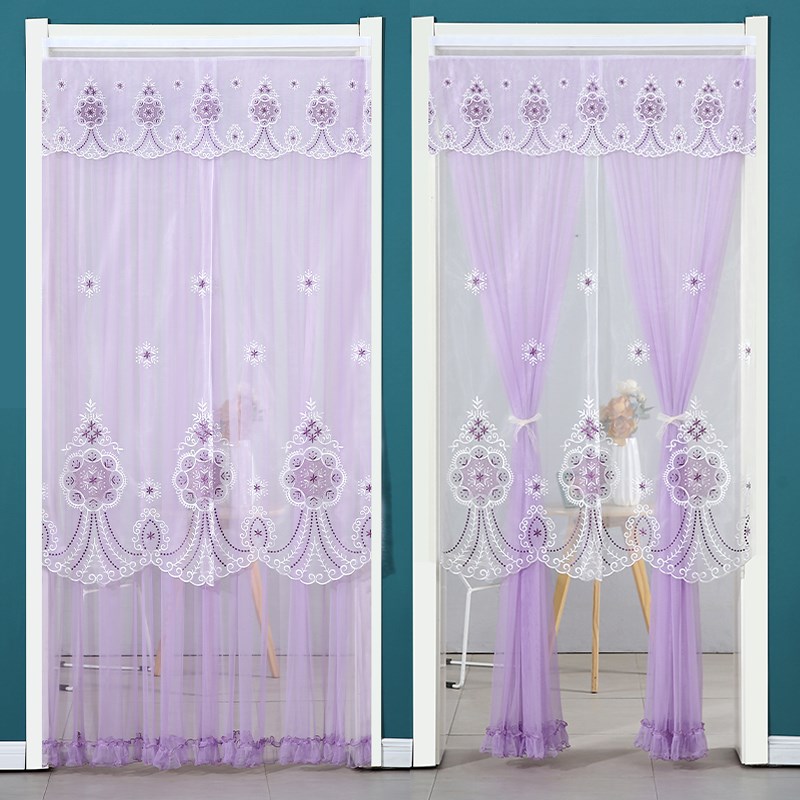 夏季防蚊门帘2025新款高档遮挡帘双层蕾丝隔断卧室家Y用防蚊隐私