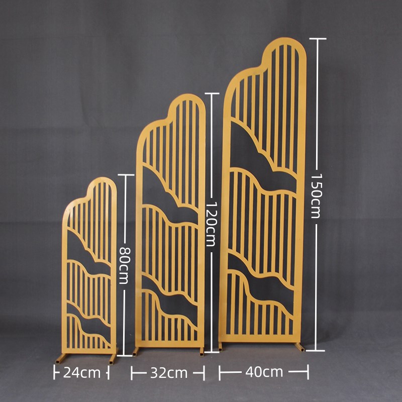 新款中式婚礼道具铁艺海s誓山盟屏风路引金色婚庆道具铁艺架子装