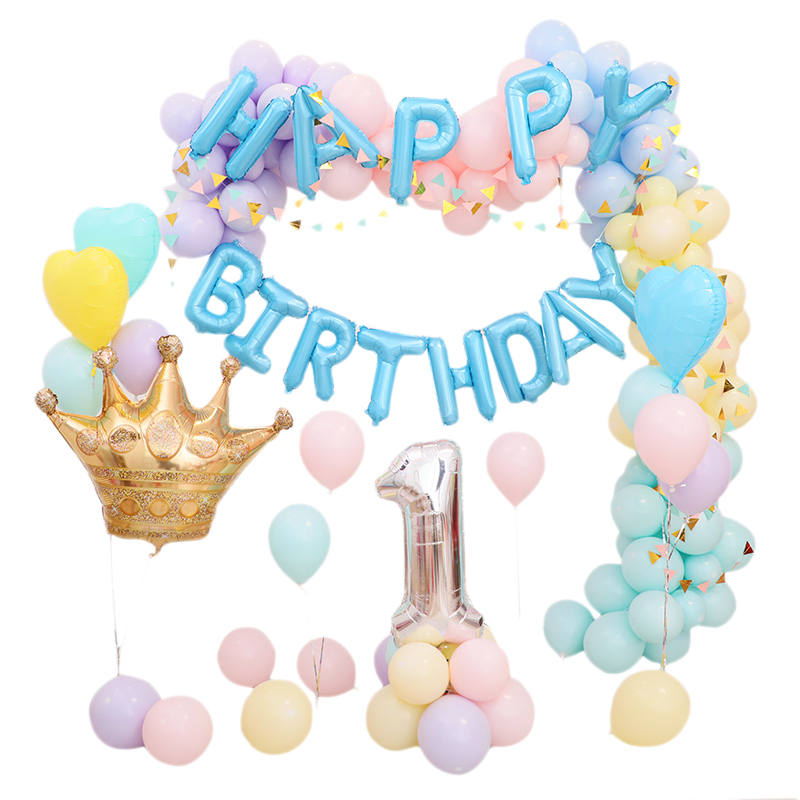 宝宝满月c百天百日宴布置生日装扮100天气球背景墙装饰套餐