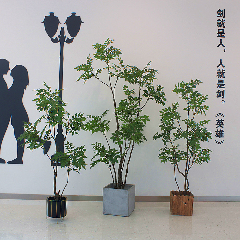 高端仿真绿c植物漆木室内商场店铺酒店橱窗客厅大型落地装饰盆景