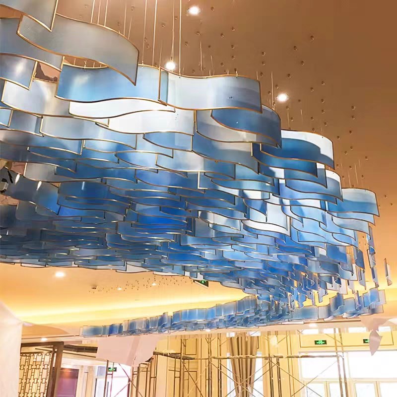 定制酒店大堂吊灯售楼部沙盘宴会厅D工程灯具琉璃玻璃艺术造型灯