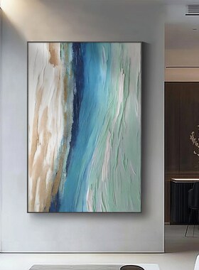 2025新款现代简约奶油风大芬村饭厅油画绿色抽象客厅挂画走廊壁画