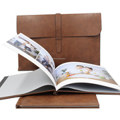 18寸横版 宽幅皮面超薄艺术微喷相册定制婚礼婚纱照环保双面珍藏册