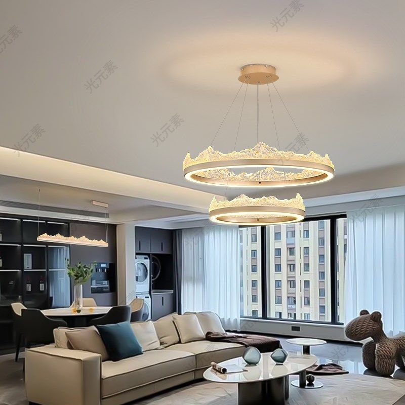 餐厅吊灯日照金山现代简约新中式茶台会客厅吊灯极简餐厅吧台灯,家装灯饰光源,客厅吊灯,淘宝优惠券,粉丝福利购,淘宝优惠卷