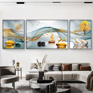 5d钻石画满钻2021新款 客厅石来运转钻石贴十字绣三联卧室麋鹿轻奢