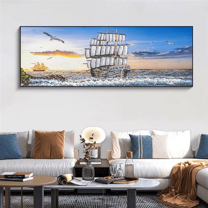 S5203轻奢客厅装饰画简约沙发背景墙挂画大气卧室画一帆风顺船7