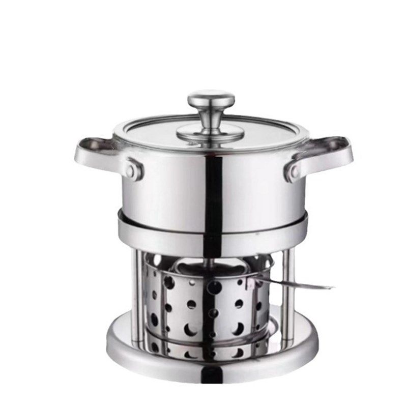 火锅单人小锅一人一锅304不锈钢充气环保油小型涮锅个人专用煮锅