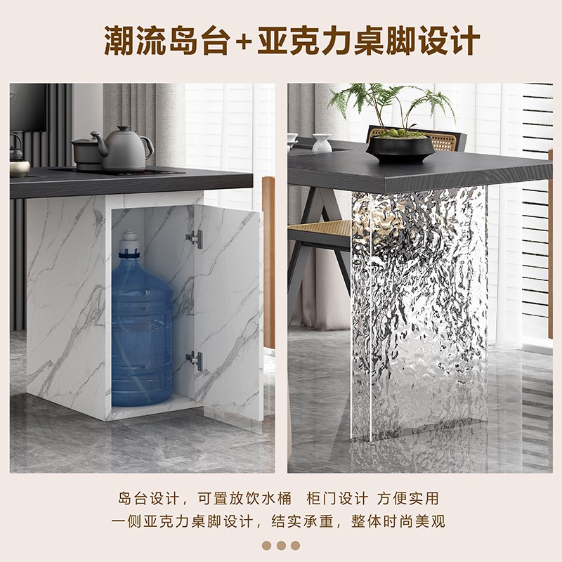 茶桌书桌一体两用轻奢实木家用客厅茶桌K椅组合阳台小户型家用茶