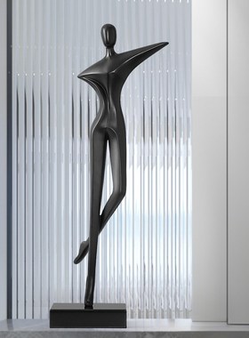 意式极简艺术人物雕塑竖高摆件客厅玄关壁龛轻奢S细长高级感工艺