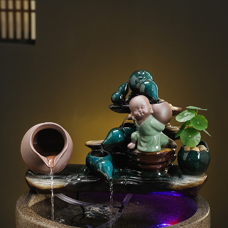 流水摆件搭配各种鱼缸金鱼缸玻璃缸陶罐缸M石槽循环系统流水器增