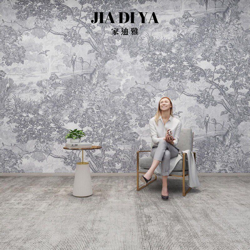 法式复古丛林黑白灰色雨林风景壁纸卧室床头客厅电视背景墙纸墙布,家装主材,定制壁画,淘宝优惠券,粉丝福利购,淘宝优惠卷