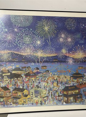 猫的天空2000片花火夜游96*68专用实木铝合金拼图画框白色卡纸