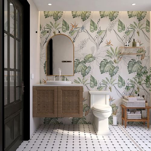 法式植物花砖600x1200厨房卫生间墙砖纯色厕所复古瓷砖燕子花片砖